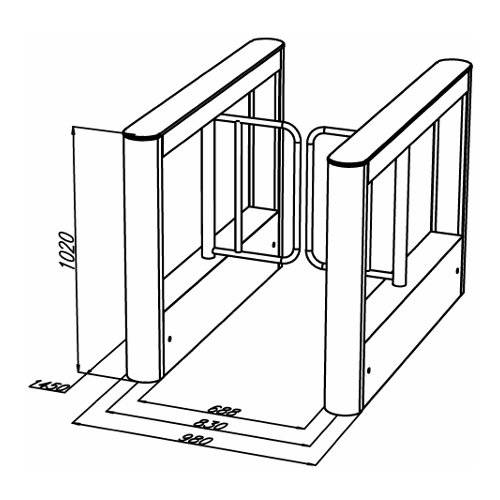 Боковой модуль турникета с распашными створками ОМА-84.886 (V1) из нержавеющей стали с картоприемником Боковой модуль турникета с распашными створками ОМА-84.886 (V1) из нержавеющей стали с картоприемником