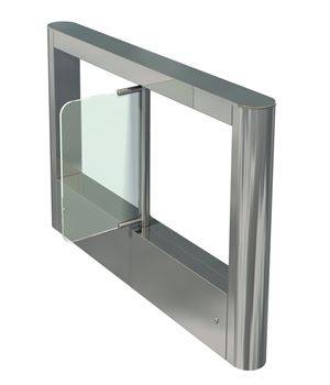 Боковая стойка турникета с распашными створками ОМА-84.687 (AV) из нержавеющей стали и стекла