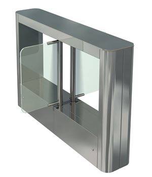 Центральная стойка турникета с распашными створками ОМА-84.687 (AW) из нержавеющей стали и стекла