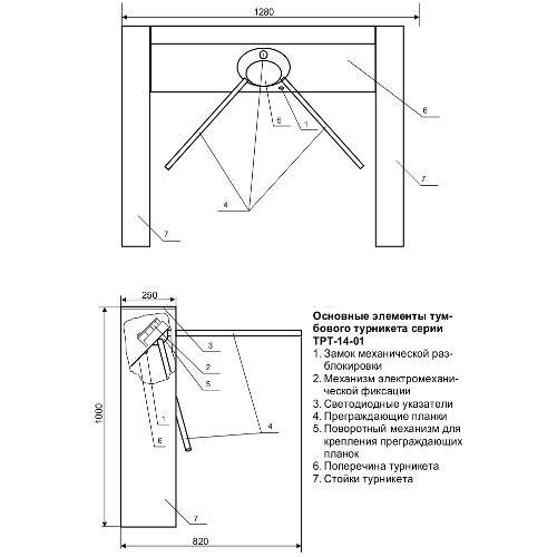 Турникет-трипод тумбовый AR-GO TRT 14-01G из нержавеющей стали со стандартными штангами