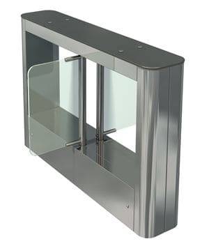 Центральная стойка турникета с распашными створками ОМА-84.688 (AW) из нержавеющей стали и стекла