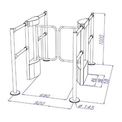 Турникет с распашными створками ОМА-36.787 (LD) из нержавеющей стали и стекла Турникет с распашными створками ОМА-36.787 (LD) из нержавеющей стали и стекла