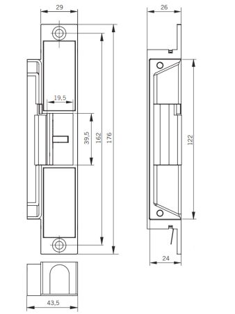 Электрозащелка dormakaba DES 415, 12-24В DC Электрозащелка dormakaba DES 415, 12-24В DC
