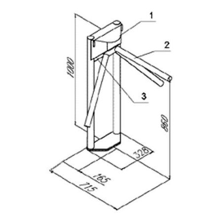 Турникет-трипод ОМА-26.5 (66.AB) из нерж. стали со станд. планками Турникет-трипод ОМА-26.5 (66.AB) из нерж. стали со станд. планками