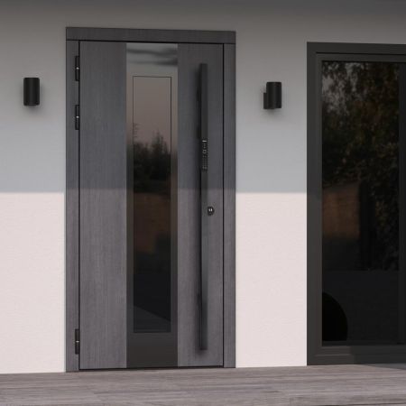 Электронный биометрический замок для двустворчатой двери Sanyo D701 USmart Go с видеонаблюдением, ручка-штанга Электронный биометрический замок для двустворчатой двери Sanyo D701 USmart Go с видеонаблюдением, ручка-штанга