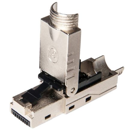 Коннектор RJ45/8P8C ЛЮ-КНР-45.Ф6A.Би, самозажимной, Кат.6a (Класс Ea), полный экран Коннектор RJ45/8P8C ЛЮ-КНР-45.Ф6A.Би, самозажимной, Кат.6a (Класс Ea), полный экран