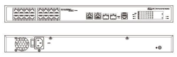 ePoE-коммутатор 16-портовый Dahua DH-LR2218-16ET-240, гигабитный, управляемый