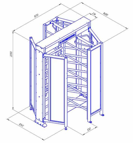 Турникет полноростовой Ростов-Дон ПР1С/3М2-У с ограждением из закаленного стекла