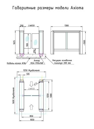 Распашной турникет Gotschlich Axioma DF VIP 1025H со сканером штрих-кода Распашной турникет Gotschlich Axioma DF VIP 1025H со сканером штрих-кода
