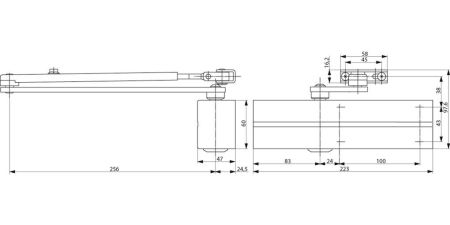 Дверной доводчик Assa Abloy DC200 с рычажной тягой L190 Дверной доводчик Assa Abloy DC200 с рычажной тягой L190