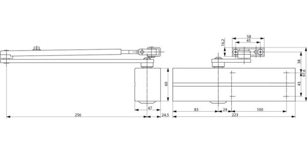 Дверной доводчик Assa Abloy DC200 с рычажной тягой L190