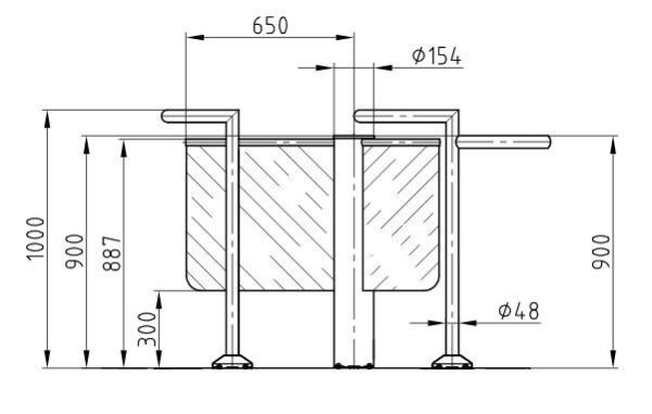 Роторный полуростовой турникет Gotschlich Gyro Transpa (6GYT3AEC)