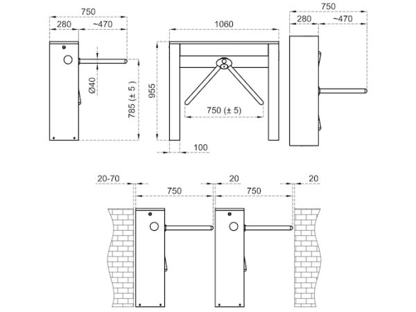 Турникет-трипод тумбовый Came Twister 700 (с планками) (PST700EN-01) Турникет-трипод тумбовый Came Twister 700 (с планками) (PST700EN-01)