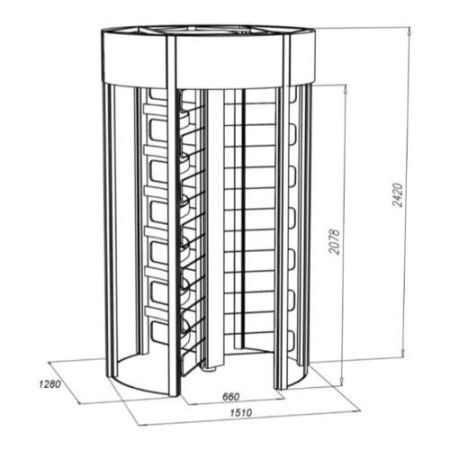 Турникет полноростовой ОМА-18.687 (AB) с ограждением из закаленного стекла Турникет полноростовой ОМА-18.687 (AB) с ограждением из закаленного стекла