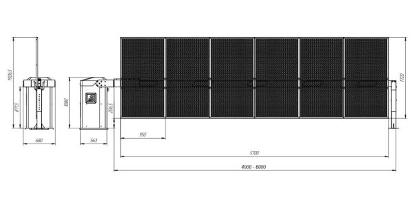 Антивандальный автоматический шлагбаум Фантом Титан F4TZ с забором Антивандальный автоматический шлагбаум Фантом Титан F4TZ с забором