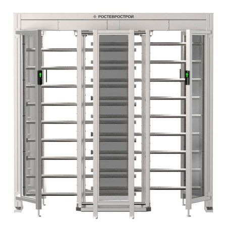 Турникет уличный полноростовой двухпроходной Ростов-Дон ПР2С/4М2 НЕРЖ с ограждением из закаленного стекла Турникет уличный полноростовой двухпроходной Ростов-Дон ПР2С/4М2 НЕРЖ с ограждением из закаленного стекла