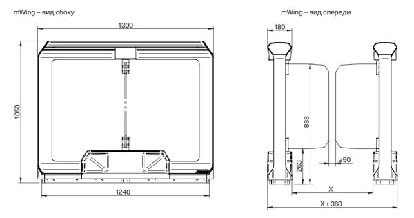 Распашной двухпроходной турникет Magnetic mWing с закаленными створками 600 мм Распашной двухпроходной турникет Magnetic mWing с закаленными створками 600 мм