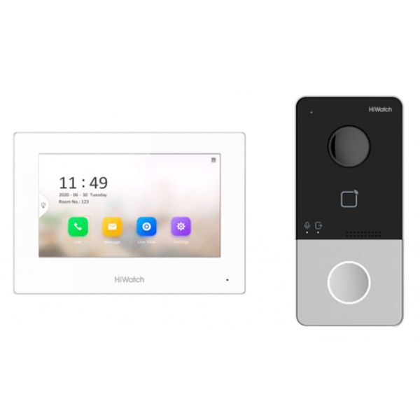 Комплект IP-видеодомофона HiWatch DS-D100IKWF(B) (вызывная панель + монитор) Комплект IP-видеодомофона HiWatch DS-D100IKWF(B) (вызывная панель + монитор)