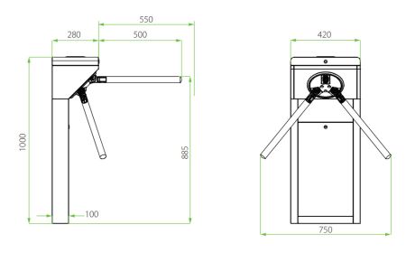 Турникет-трипод тумбовый ZKTeco TS1000 Plus без считывателей (с планками) Турникет-трипод тумбовый ZKTeco TS1000 Plus без считывателей (с планками)