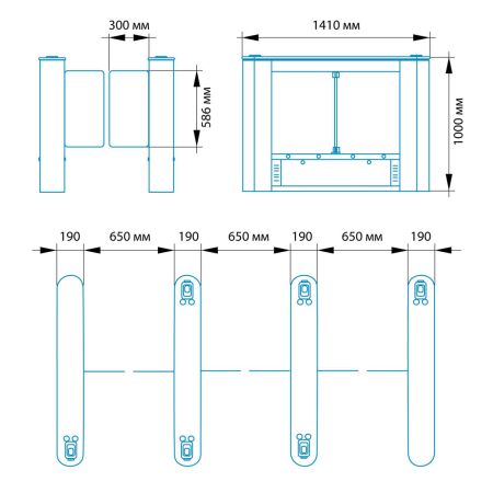 Центральный модуль распашного турникета Блокпост РСП 1200