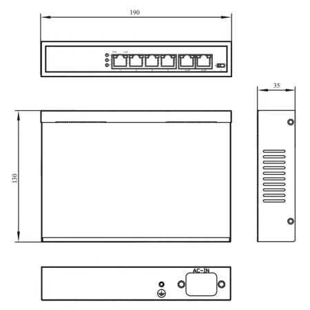 PoE-коммутатор RVi-1NS04F-2T неуправляемый сетевой PoE-коммутатор RVi-1NS04F-2T неуправляемый сетевой