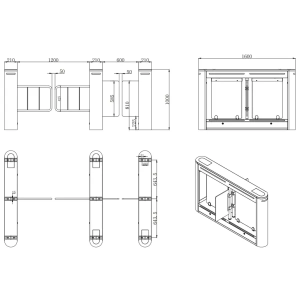 Турникет распашной Avix AV.SG.6653 из нержавеющей стали