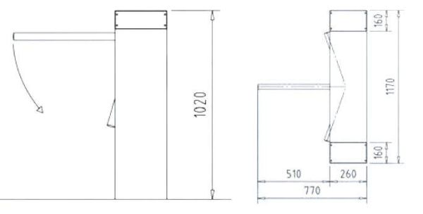 Турникет-трипод трехштанговый dormakaba Kerberos TPB-E01, механизм Тип 1.2