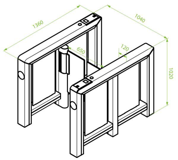 Скоростной распашной турникет ZKTeco Mars Pro-S1000 без считывателей Скоростной распашной турникет ZKTeco Mars Pro-S1000 без считывателей