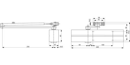 Дверной доводчик Assa Abloy DC336 с рычажной тягой L190 Дверной доводчик Assa Abloy DC336 с рычажной тягой L190