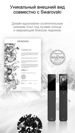 Электронный биометрический замок Moorgen T5+, кристаллы Сваровски, видеоглазок, Face-ID, Wi-Fi, без врезной части Электронный биометрический замок Moorgen T5+, кристаллы Сваровски, видеоглазок, Face-ID, Wi-Fi, без врезной части