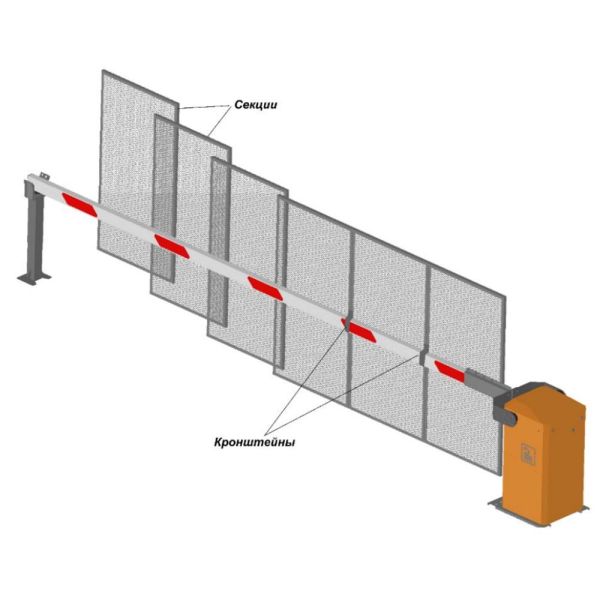 Антивандальный автоматический шлагбаум Фантом Титан F4TZ с забором Антивандальный автоматический шлагбаум Фантом Титан F4TZ с забором