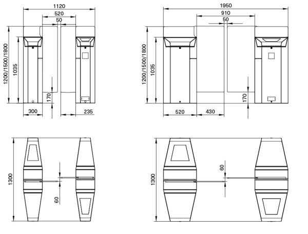 Центральная секция C раздвижного турникета Magnetic MPH-112C-A111 520 мм, со створками 1200 мм Центральная секция C раздвижного турникета Magnetic MPH-112C-A111 520 мм, со створками 1200 мм