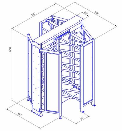 Турникет полноростовой Ростов-Дон ПР1С/3М2 с ограждением из закаленного стекла Турникет полноростовой Ростов-Дон ПР1С/3М2 с ограждением из закаленного стекла
