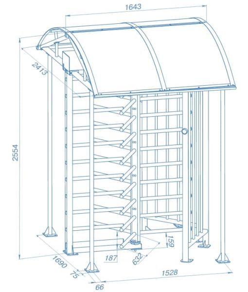 Турникет полноростовой PERCo-RTD-16.1S уличный с электромеханическим приводом Турникет полноростовой PERCo-RTD-16.1S уличный с электромеханическим приводом