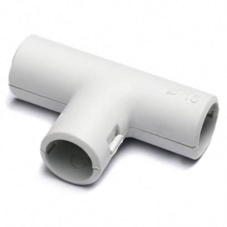 Тройник открывающийся D=20 (разъемное T-соединение), ПВХ Тройник открывающийся D=20 (разъемное T-соединение), ПВХ