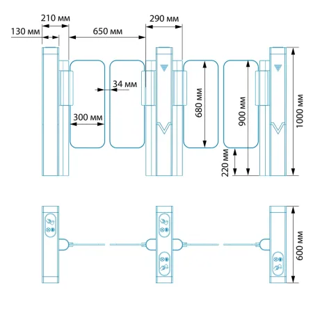Центральный модуль распашного турникета Блокпост Vector 300 C Центральный модуль распашного турникета Блокпост Vector 300 C