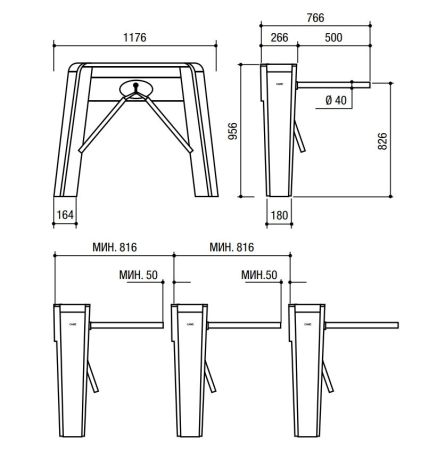 Турникет-трипод тумбовый Came XVia 001PSXV02 (с планками Антипаника) Турникет-трипод тумбовый Came XVia 001PSXV02 (с планками Антипаника)