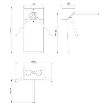 Турникет-трипод HikVision DS-K3G200X-R/M-Dm55 с планками, контроллером DS-K2802 и считывателями Mifare 1K Турникет-трипод HikVision DS-K3G200X-R/M-Dm55 с планками, контроллером DS-K2802 и считывателями Mifare 1K