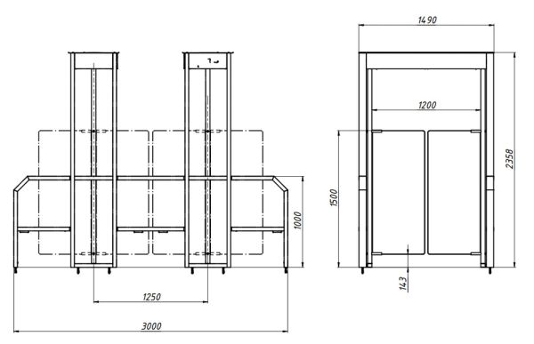 Шлюзовая кабина с распашными створками ОМА-84.689 (HH-1200) Шлюзовая кабина с распашными створками ОМА-84.689 (HH-1200)