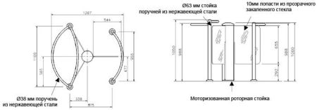 Роторный турникет Gunnebo GlasStile R Type A со створками Роторный турникет Gunnebo GlasStile R Type A со створками