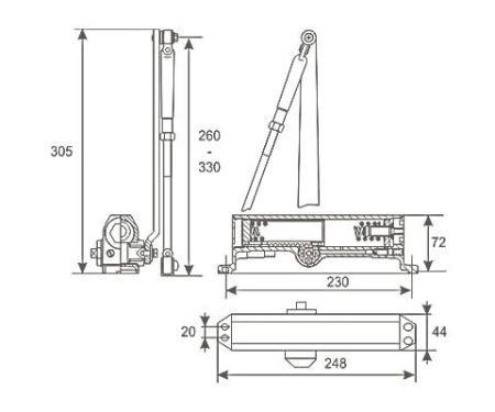 Дверной доводчик Нора-М 5S морозостойкий Дверной доводчик Нора-М 5S морозостойкий