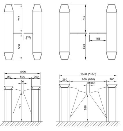 Боковая секция A раздвижного турникета Magnetic MPR-112A-A131 520 мм, с PUR створками Боковая секция A раздвижного турникета Magnetic MPR-112A-A131 520 мм, с PUR створками