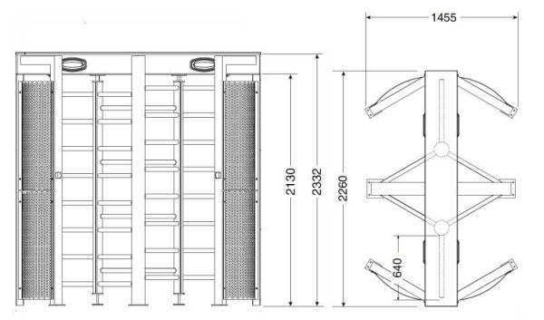 Турникет полноростовой двухпроходной Came Guardian PSGD3, уличный, из окрашенной стали