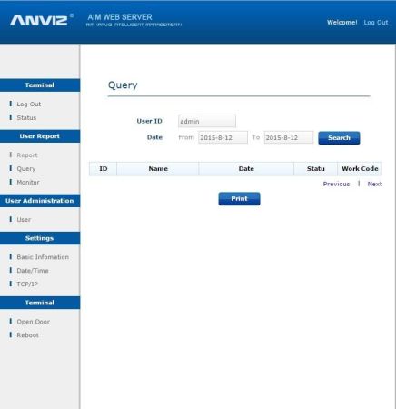 Биометрическая система учета рабочего времени Anviz C2 WEB Server Биометрическая система учета рабочего времени Anviz C2 WEB Server