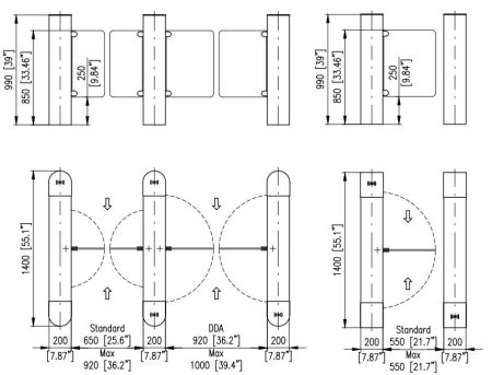 Распашной турникет Cominfo EasyGate SG 1400 650мм Распашной турникет Cominfo EasyGate SG 1400 650мм