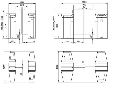 Боковая секция B раздвижного турникета Magnetic MPH-112B-A111 520 мм, со створками 1200 мм Боковая секция B раздвижного турникета Magnetic MPH-112B-A111 520 мм, со створками 1200 мм
