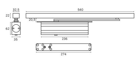 Доводчик врезной dormakaba GRE630 SIZE 3 со скользящим каналом и ФОП Доводчик врезной dormakaba GRE630 SIZE 3 со скользящим каналом и ФОП