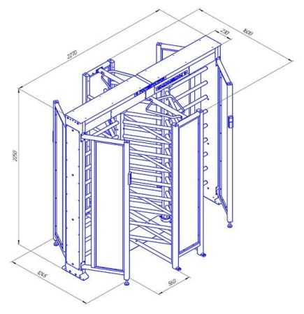 Турникет уличный полноростовой двухпроходной Ростов-Дон ПР2С/3М2 У с ограждением из закаленного стекла Турникет уличный полноростовой двухпроходной Ростов-Дон ПР2С/3М2 У с ограждением из закаленного стекла