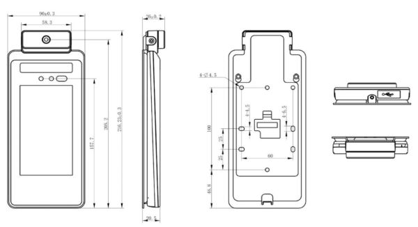 Биометрический терминал распознавания лиц и температуры тела Uface 5-Temp, настенный Биометрический терминал распознавания лиц и температуры тела Uface 5-Temp, настенный