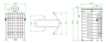 Турникет полноростовой ZKTeco FHT2311 3-х лопастной (120°), с RFID считывателями Турникет полноростовой ZKTeco FHT2311 3-х лопастной (120°), с RFID считывателями